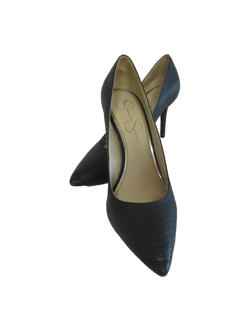 JESSICA SIMPSON Laenie Black Snake Pattern 10M Business Executive Pump Heels